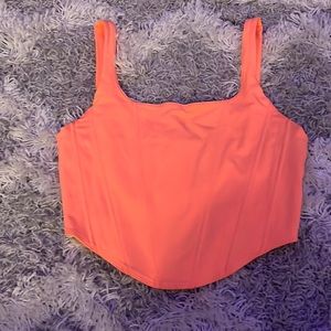 neon orange/pink corset top. never worn, zipper in the back and adjustable